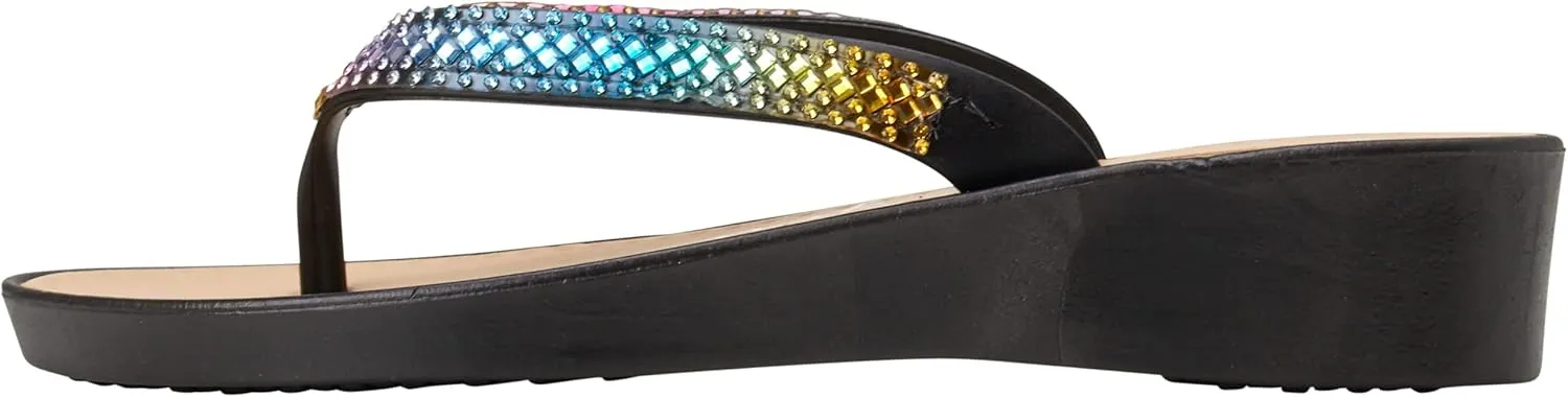bebe Girls' Sandals - Open Toe Slip On Summer Holiday Rhinestone Thong Flip Flops with Soft Strap and Cushioned Sole