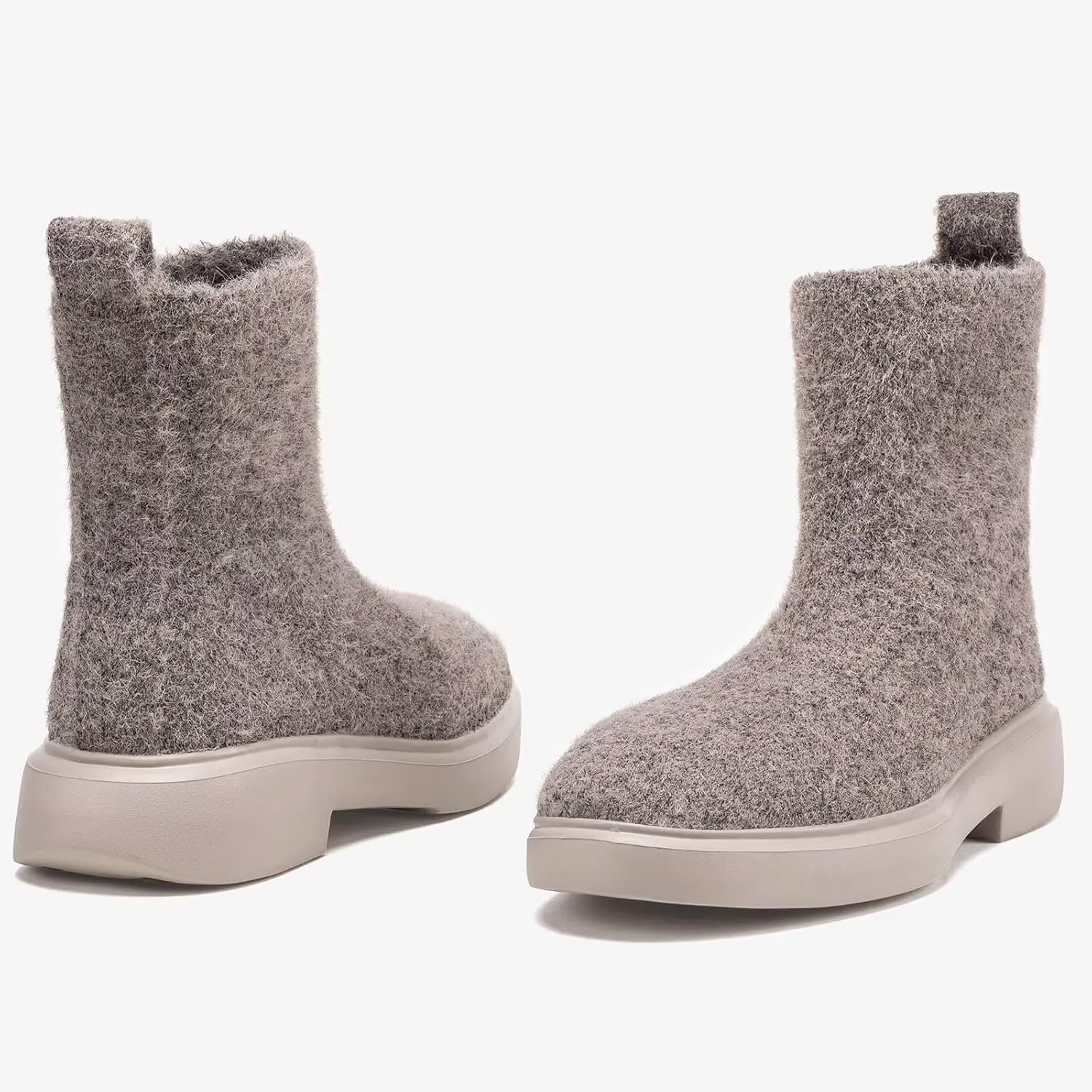 BEJINASH Women's Ankle Boots Fashion Versatile Lightweight Anti-Slip Round Toe Women's Low Heel Knit Boots
