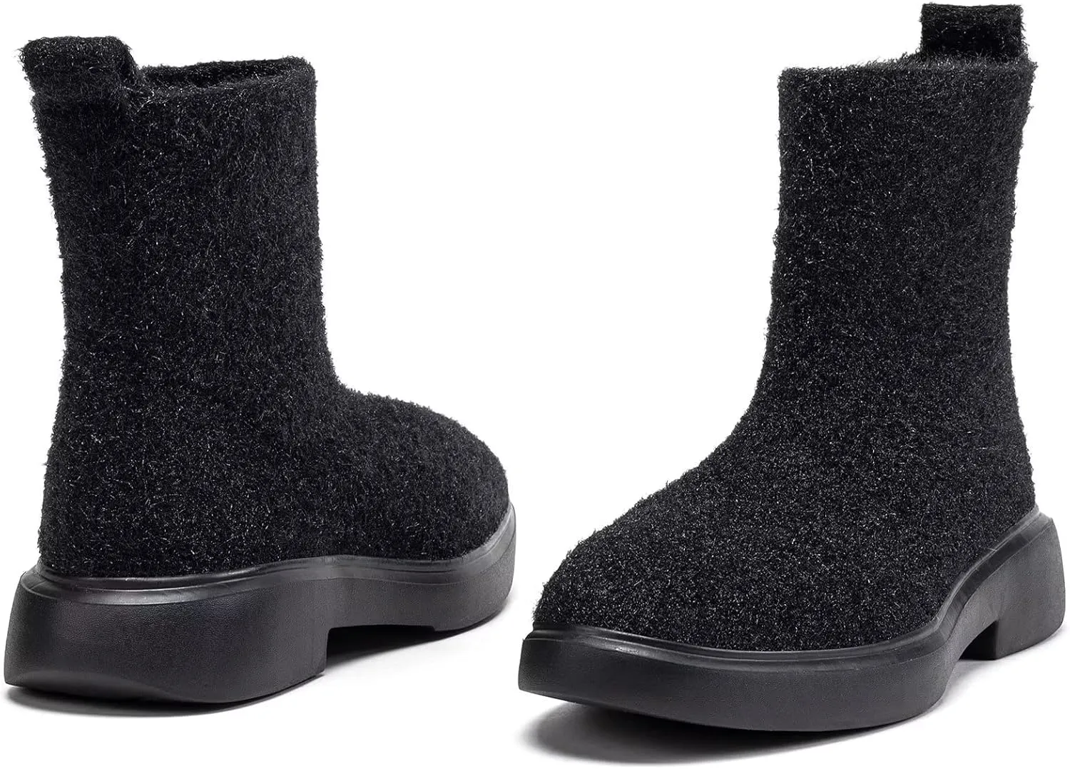 BEJINASH Women's Ankle Boots Fashion Versatile Lightweight Anti-Slip Round Toe Women's Low Heel Knit Boots