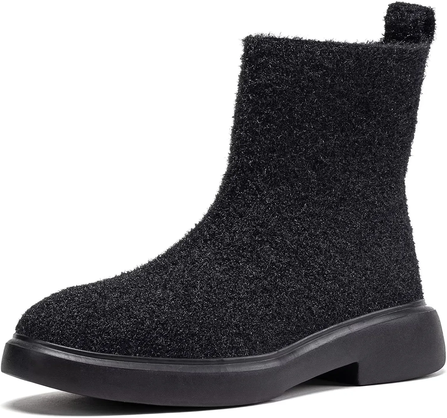 BEJINASH Women's Ankle Boots Fashion Versatile Lightweight Anti-Slip Round Toe Women's Low Heel Knit Boots