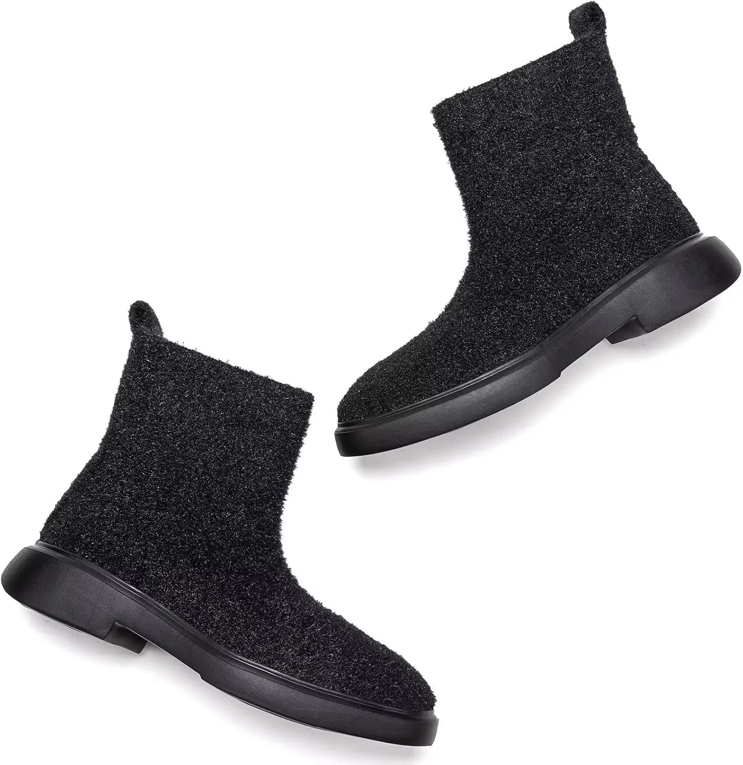 BEJINASH Women's Ankle Boots Fashion Versatile Lightweight Anti-Slip Round Toe Women's Low Heel Knit Boots