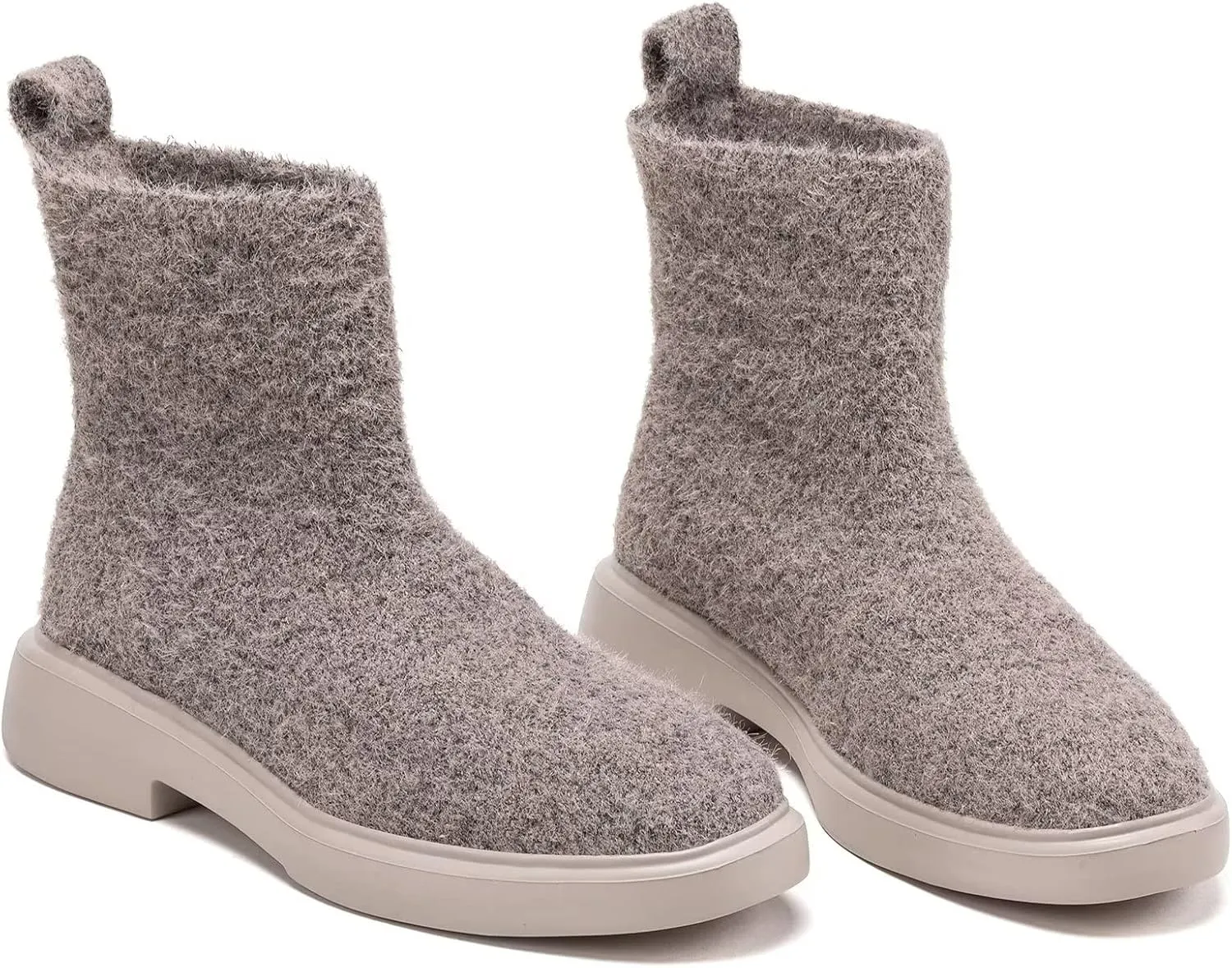BEJINASH Women's Ankle Boots Fashion Versatile Lightweight Anti-Slip Round Toe Women's Low Heel Knit Boots