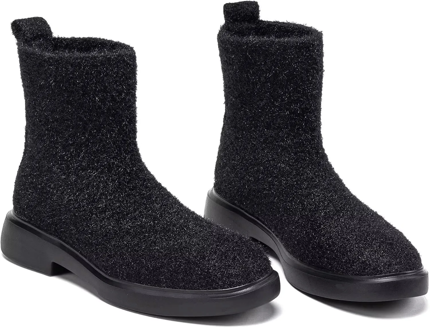 BEJINASH Women's Ankle Boots Fashion Versatile Lightweight Anti-Slip Round Toe Women's Low Heel Knit Boots