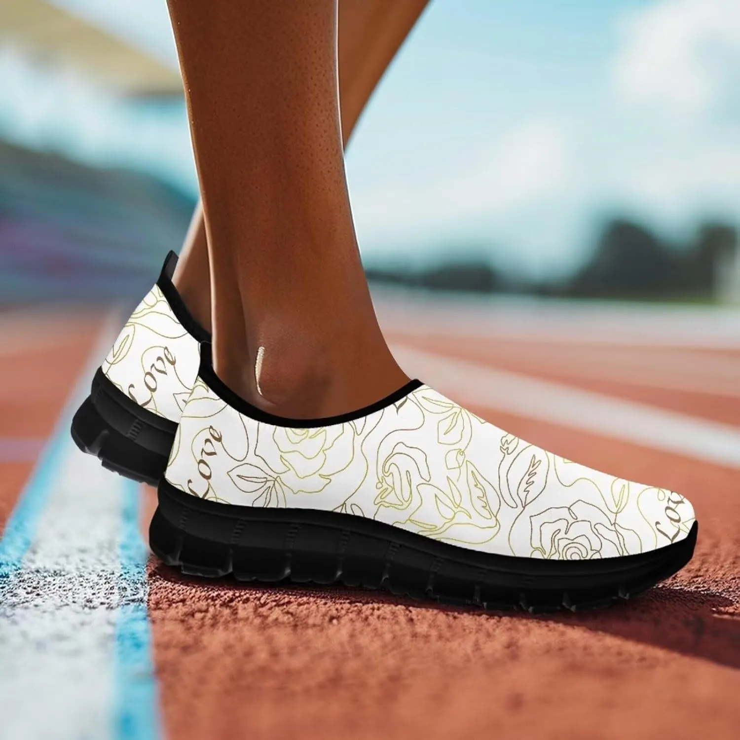 Binienty Women's Casual Loafers Trendy Running Shoes Lightweight Athletic Tennis Training Shoes Non-Slip