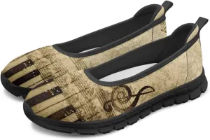 Binienty Women's Comfy Slip-On Walking Shoes Wide Toe Box Elasticity Knit Loafers with Arch Support