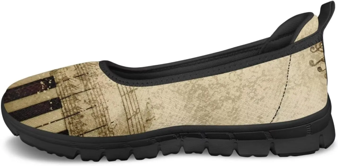 Binienty Women's Comfy Slip-On Walking Shoes Wide Toe Box Elasticity Knit Loafers with Arch Support