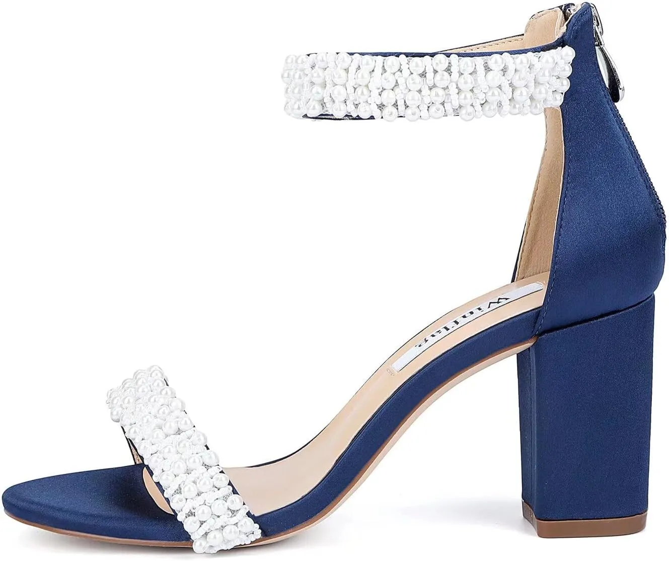 Block Heel Wedding Sandals Pearl Heels Open Toe Wedding Shoes for Bride Bridal Shoes