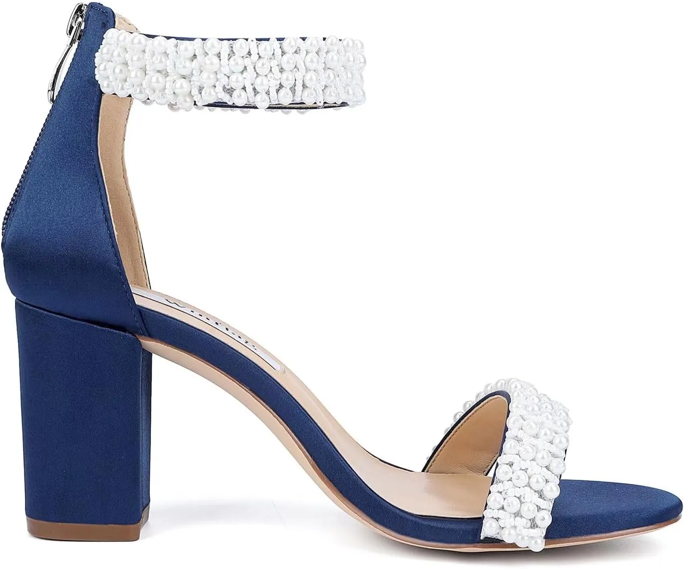 Block Heel Wedding Sandals Pearl Heels Open Toe Wedding Shoes for Bride Bridal Shoes