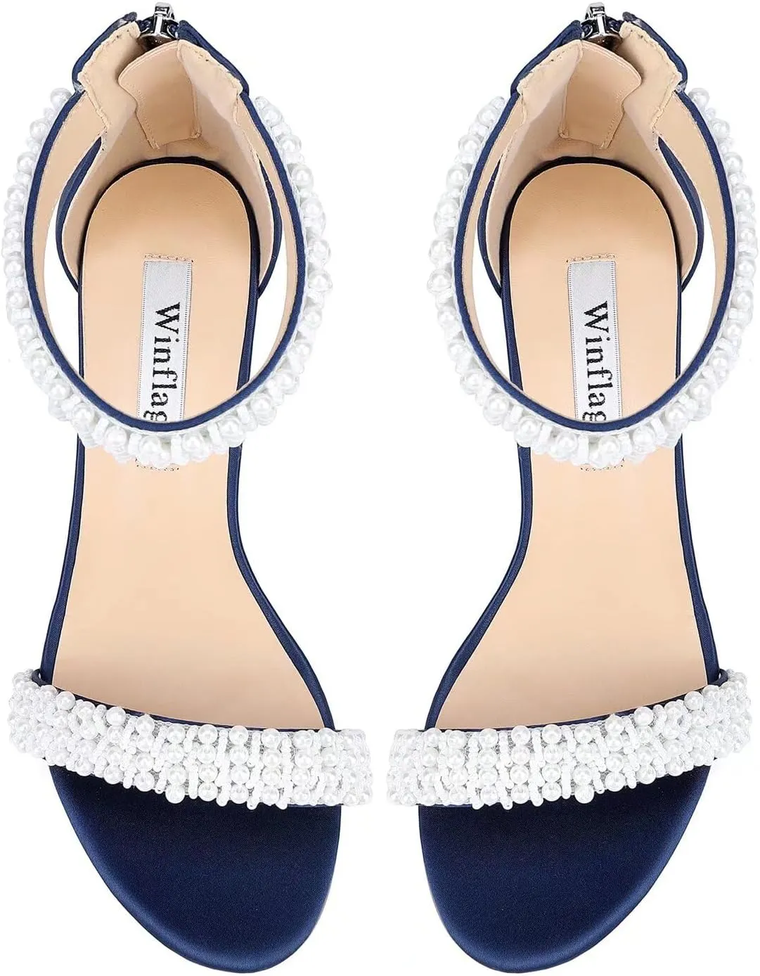 Block Heel Wedding Sandals Pearl Heels Open Toe Wedding Shoes for Bride Bridal Shoes