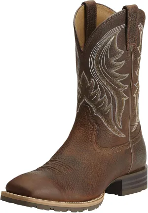 BMVY9 Mens Hybrid Rancher Western Boot Brown Oiled Rowdy 15
