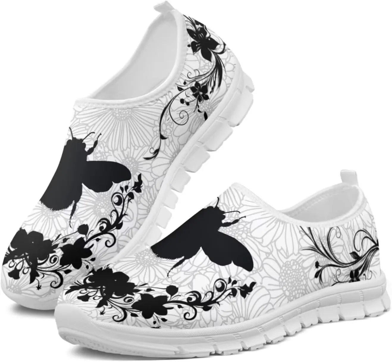 Boho Floral Animal Print Slip on Loafers for Women Running Sneakers Casual Sport Shoes No Laces Hands Free Shoes