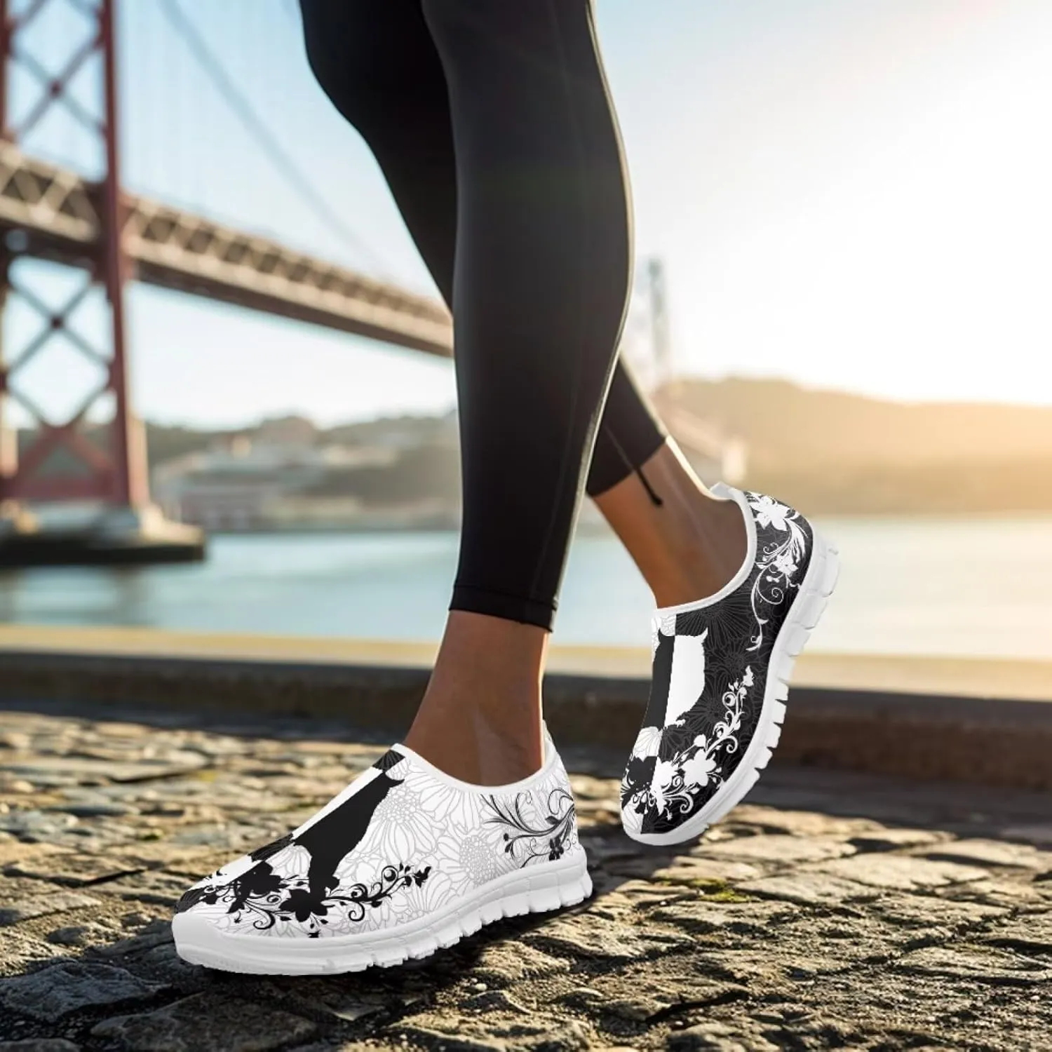 Boho Floral Animal Print Slip on Loafers for Women Running Sneakers Casual Sport Shoes No Laces Hands Free Shoes