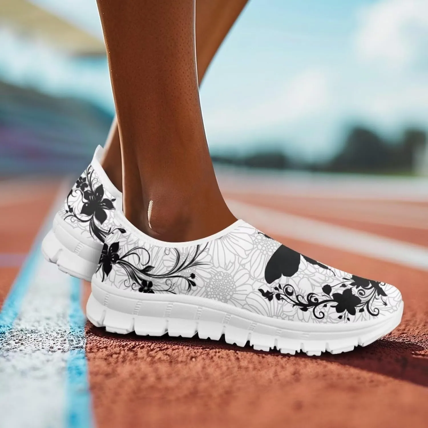 Boho Floral Animal Print Slip on Loafers for Women Running Sneakers Casual Sport Shoes No Laces Hands Free Shoes