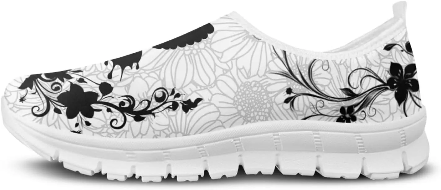 Boho Floral Animal Print Slip on Loafers for Women Running Sneakers Casual Sport Shoes No Laces Hands Free Shoes