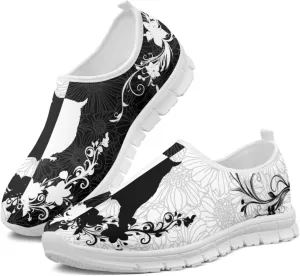 Boho Floral Animal Print Slip on Loafers for Women Running Sneakers Casual Sport Shoes No Laces Hands Free Shoes