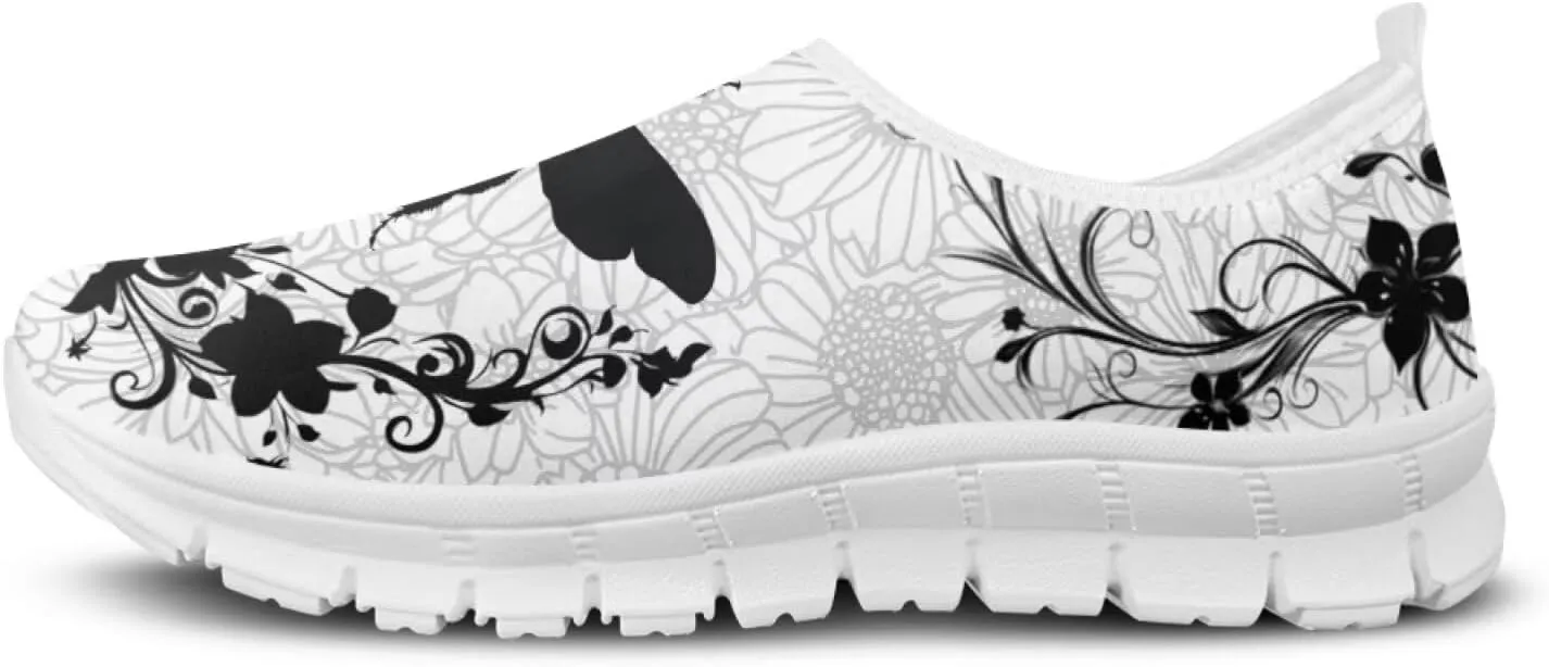 Boho Floral Animal Print Slip on Loafers for Women Running Sneakers Casual Sport Shoes No Laces Hands Free Shoes