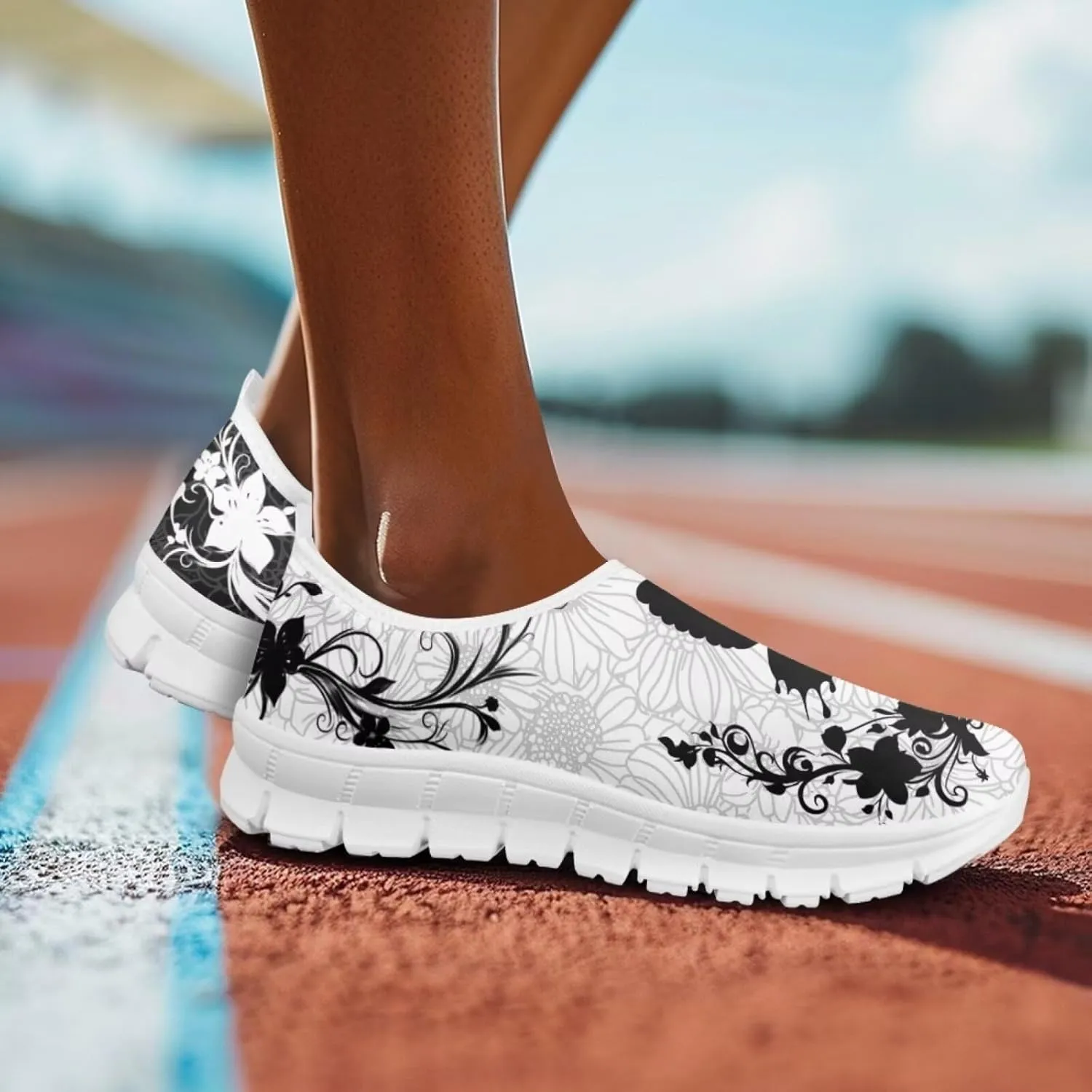 Boho Floral Animal Print Slip on Loafers for Women Running Sneakers Casual Sport Shoes No Laces Hands Free Shoes