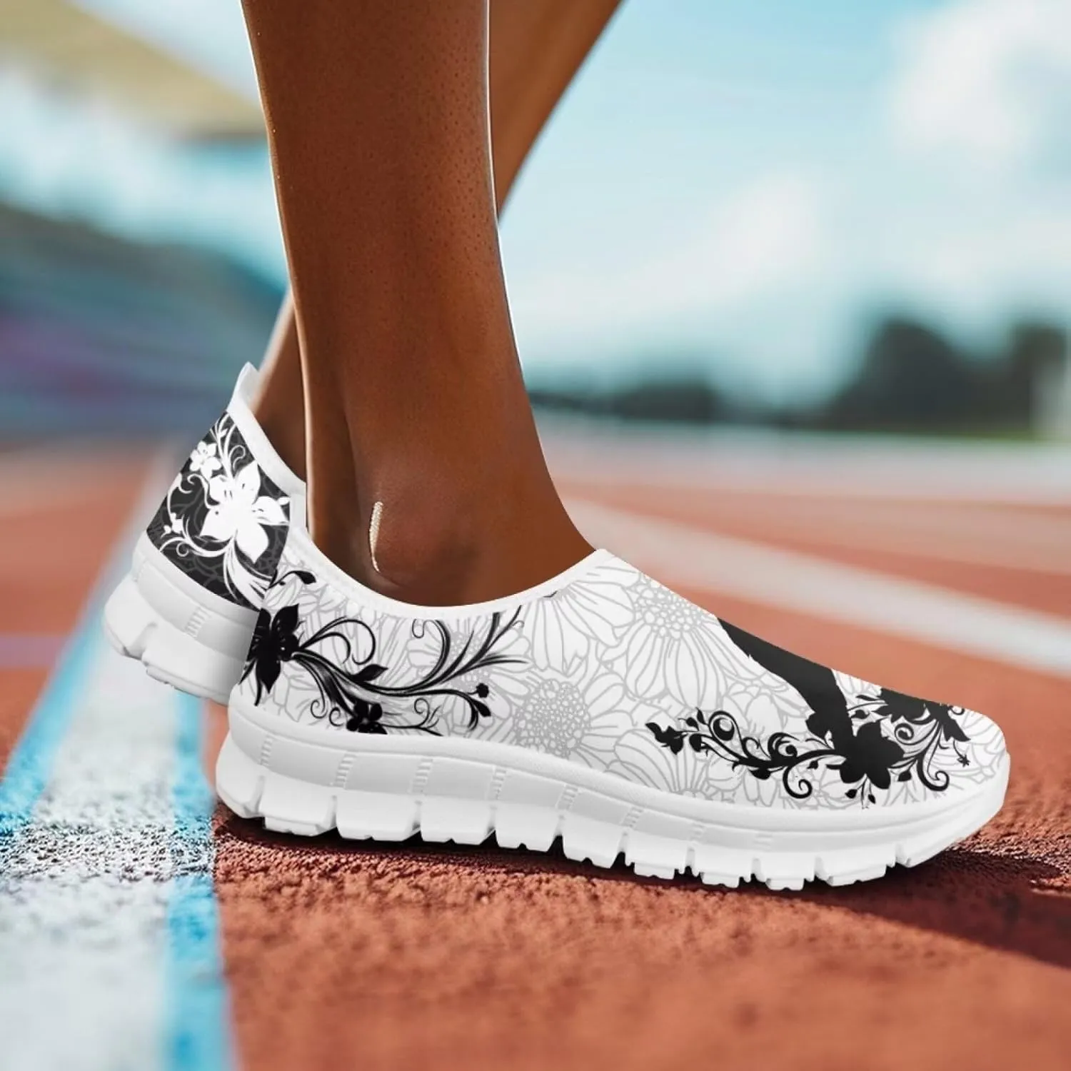 Boho Floral Animal Print Slip on Loafers for Women Running Sneakers Casual Sport Shoes No Laces Hands Free Shoes