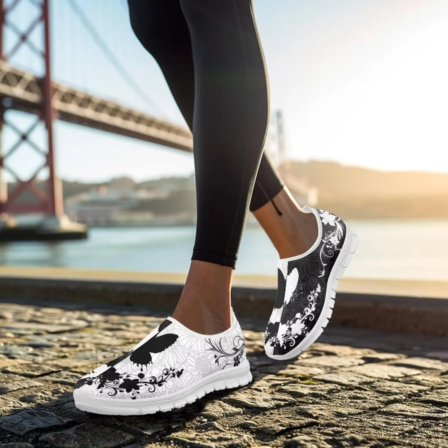 Boho Floral Animal Print Slip on Loafers for Women Running Sneakers Casual Sport Shoes No Laces Hands Free Shoes