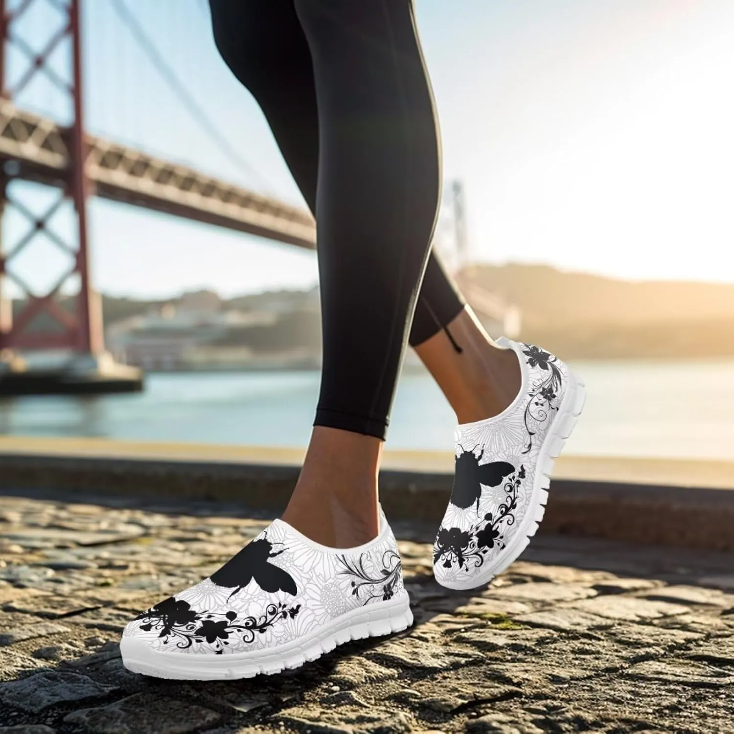 Boho Floral Animal Print Slip on Loafers for Women Running Sneakers Casual Sport Shoes No Laces Hands Free Shoes