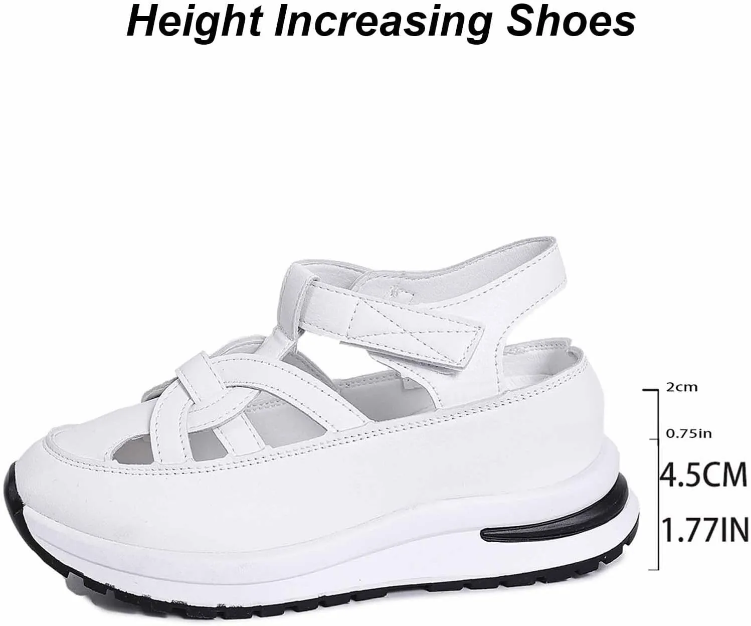 Bomre Shoes, Evontira Women's Platform Hollow-Out Casual Sandals, Closed Toe Platform Sandals Height-Boosting Thick Sole, Summer Casual Outdoor Hook Loop Athletic Shoes