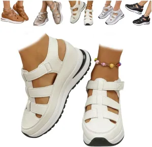 Bootara Women'S Plus Size Hollow-Out Casual Sandals, Closed Toe Platform Sandals Height-Boosting Thick Sole