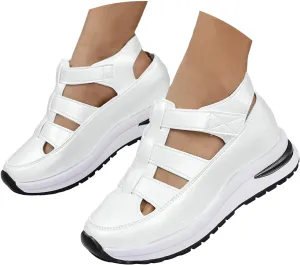 Bootara Women'S Plus Size Hollow-Out Casual Sandals, Closed Toe Platform Sandals Height-Boosting Thick Sole