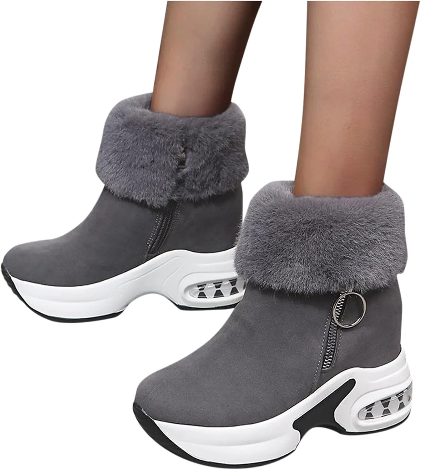 Boots Men Zipper Thermal Breathable Fashion Casual Women's Slip-on Shoes Wedges Boots women's boots Trendy Slippers