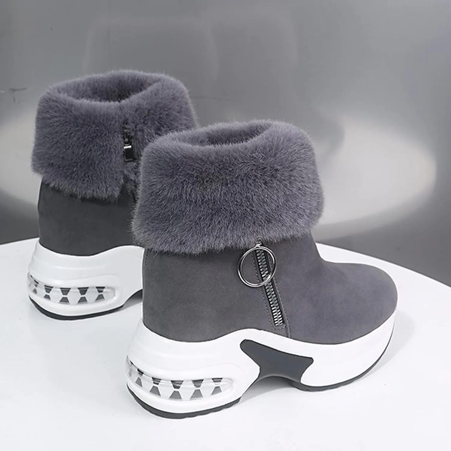 Boots Men Zipper Thermal Breathable Fashion Casual Women's Slip-on Shoes Wedges Boots women's boots Trendy Slippers