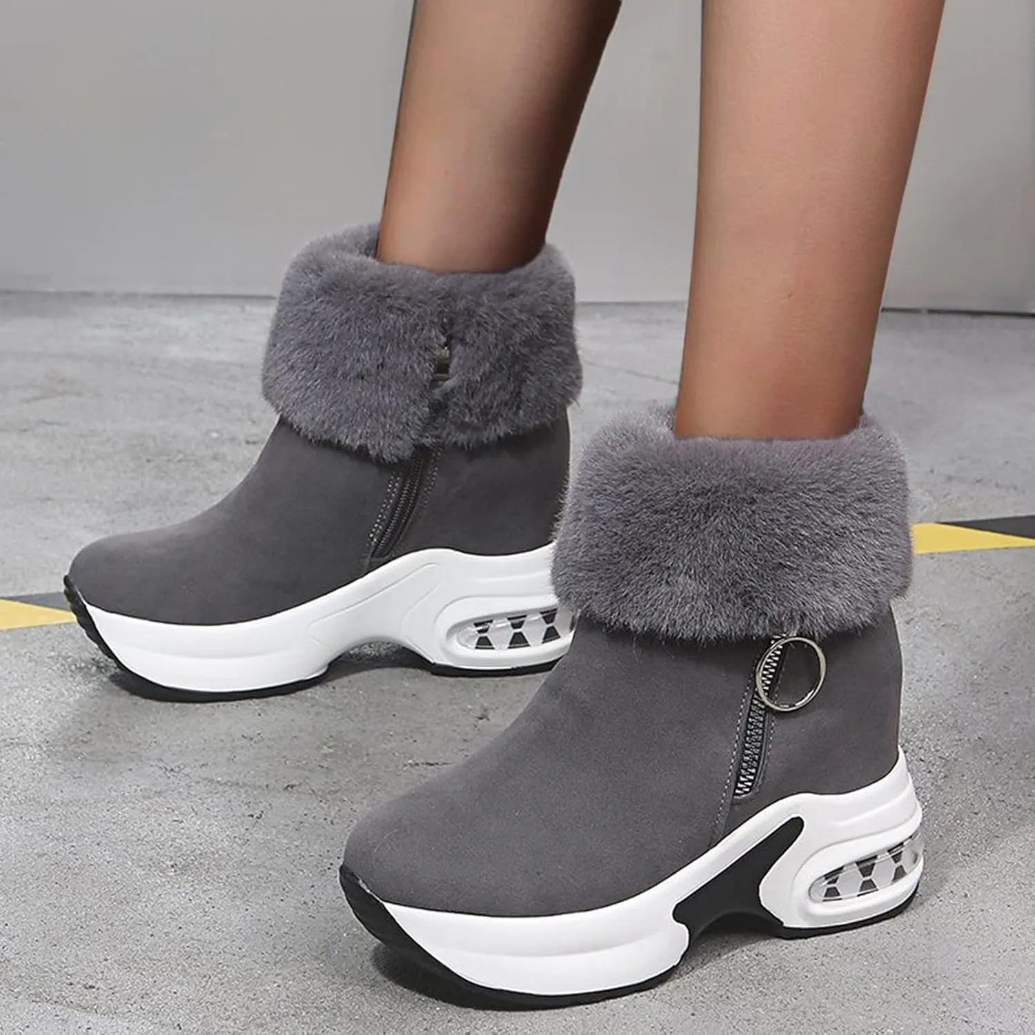 Boots Men Zipper Thermal Breathable Fashion Casual Women's Slip-on Shoes Wedges Boots women's boots Trendy Slippers