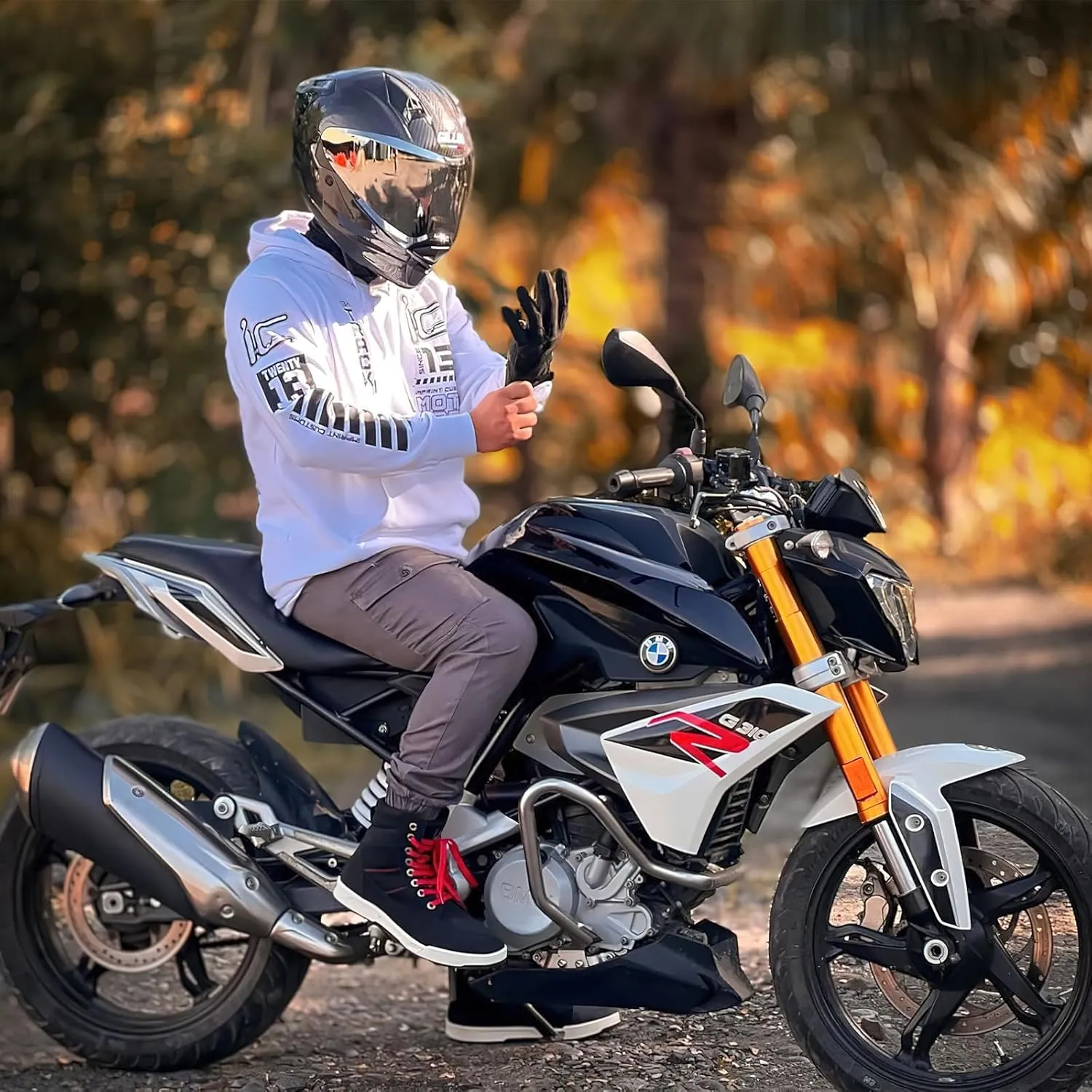 BORLENI Motorcycle Riding Shoes Road Street Motocross Protective Boots for Men, Casual Breathable Powersports Shoes