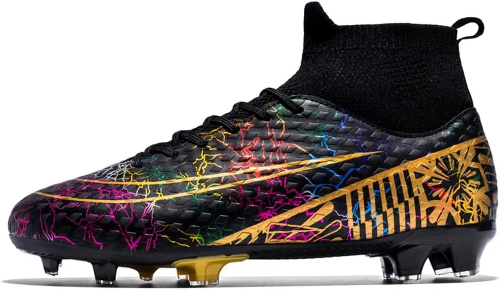 Boys Football Boots High Top Youths Spikes FG Shoes Baseball Ankle-Cuff Athletic Professional Firm Ground Non-Slipping Kids Soccer Cleats