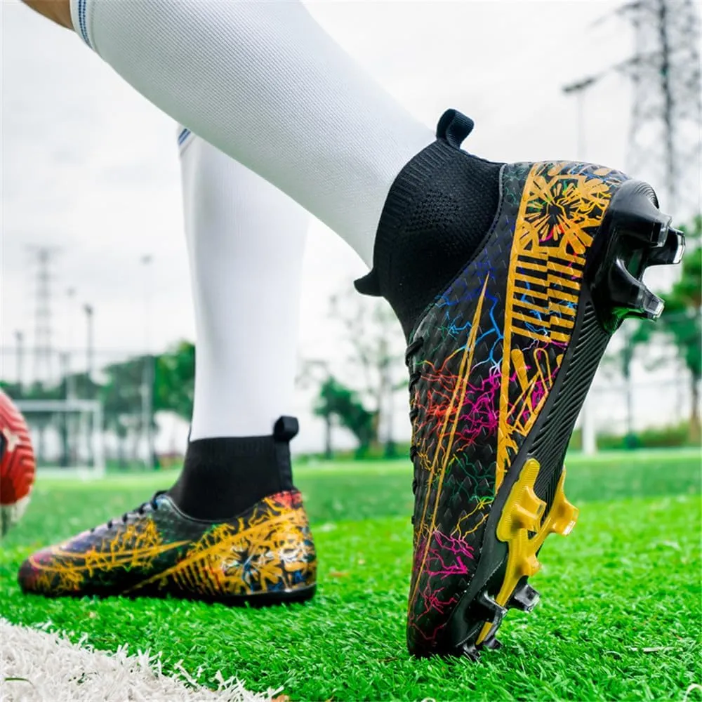 Boys Football Boots High Top Youths Spikes FG Shoes Baseball Ankle-Cuff Athletic Professional Firm Ground Non-Slipping Kids Soccer Cleats