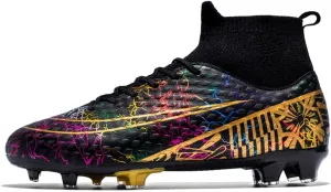 Boys Football Boots High Top Youths Spikes FG Shoes Baseball Ankle-Cuff Athletic Professional Firm Ground Non-Slipping Kids Soccer Cleats