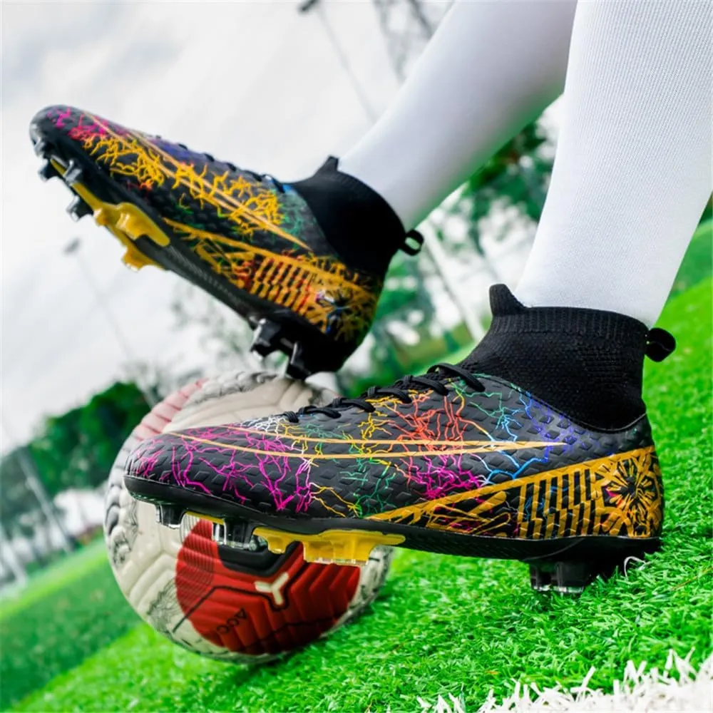 Boys Football Boots High Top Youths Spikes FG Shoes Baseball Ankle-Cuff Athletic Professional Firm Ground Non-Slipping Kids Soccer Cleats
