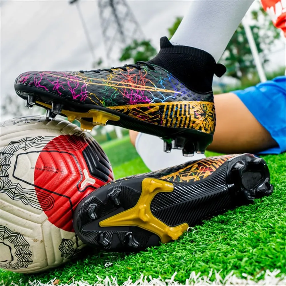 Boys Football Boots High Top Youths Spikes FG Shoes Baseball Ankle-Cuff Athletic Professional Firm Ground Non-Slipping Kids Soccer Cleats