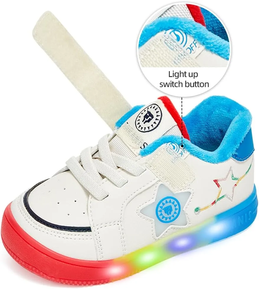 Boys Girls Light Up Shoes Winter LED Flashing Low Top Toddler Baby Sneakers