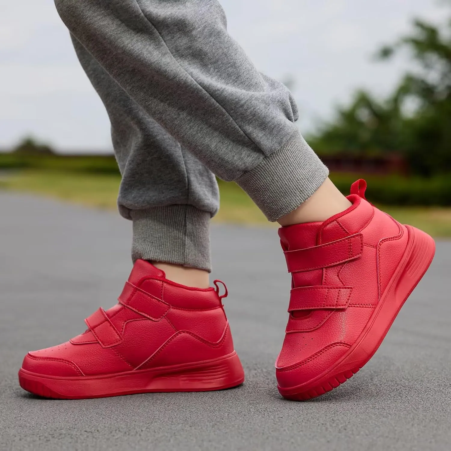 Boys Girls Sneakers for Kids High Top Casual Lightweight Classic Adjustable Strap Dual Hook and Loops Running Shoes