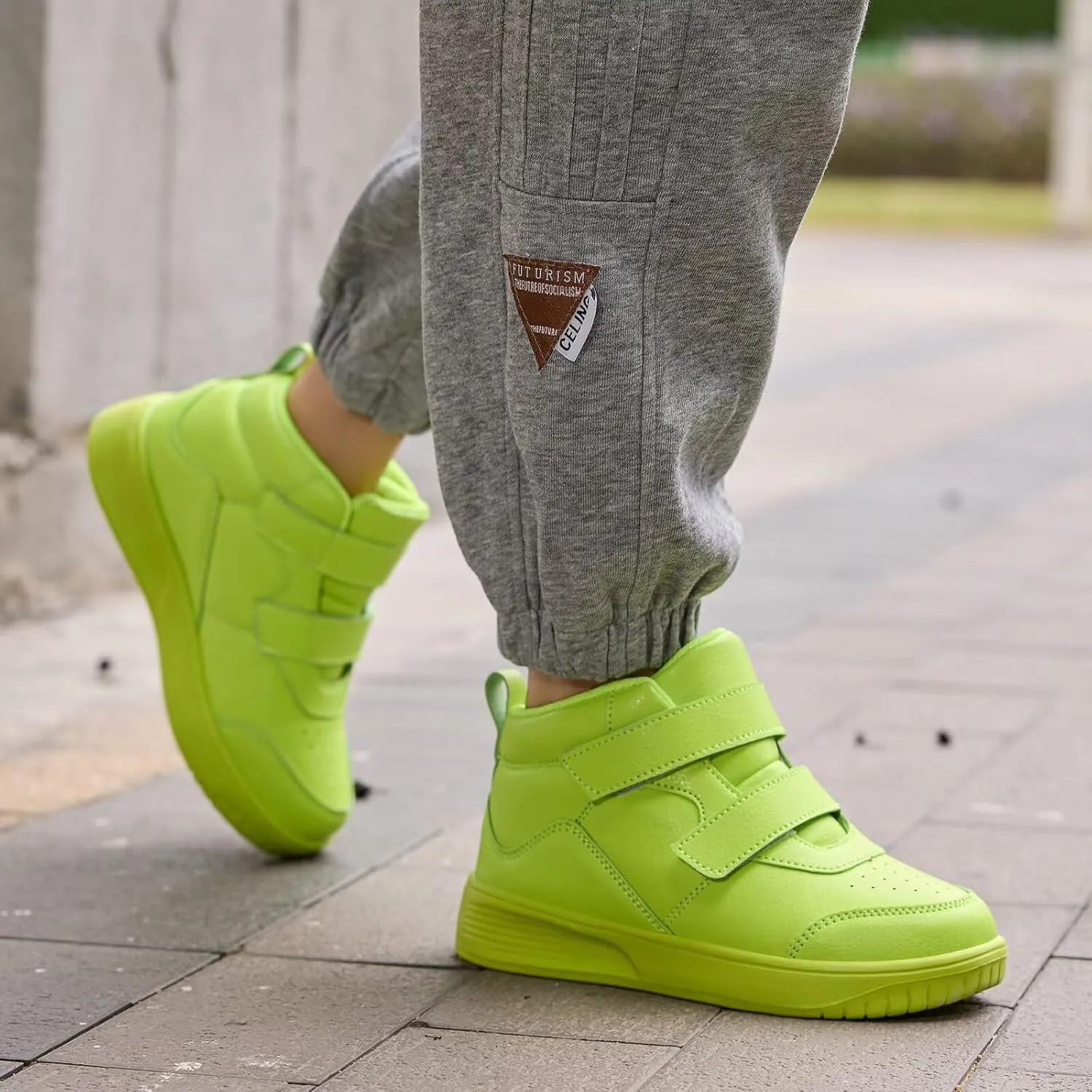 Boys Girls Sneakers for Kids High Top Casual Lightweight Classic Adjustable Strap Dual Hook and Loops Running Shoes