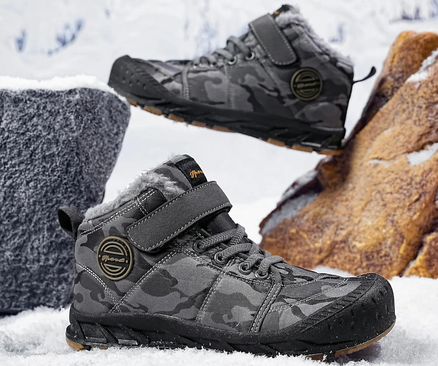 Boys Girls Snow Boots Winter Slip On Warm Fur Lined Shoes Lightweight Water-Resistant Cold Weather Boot (Little Kid/Big Kid)