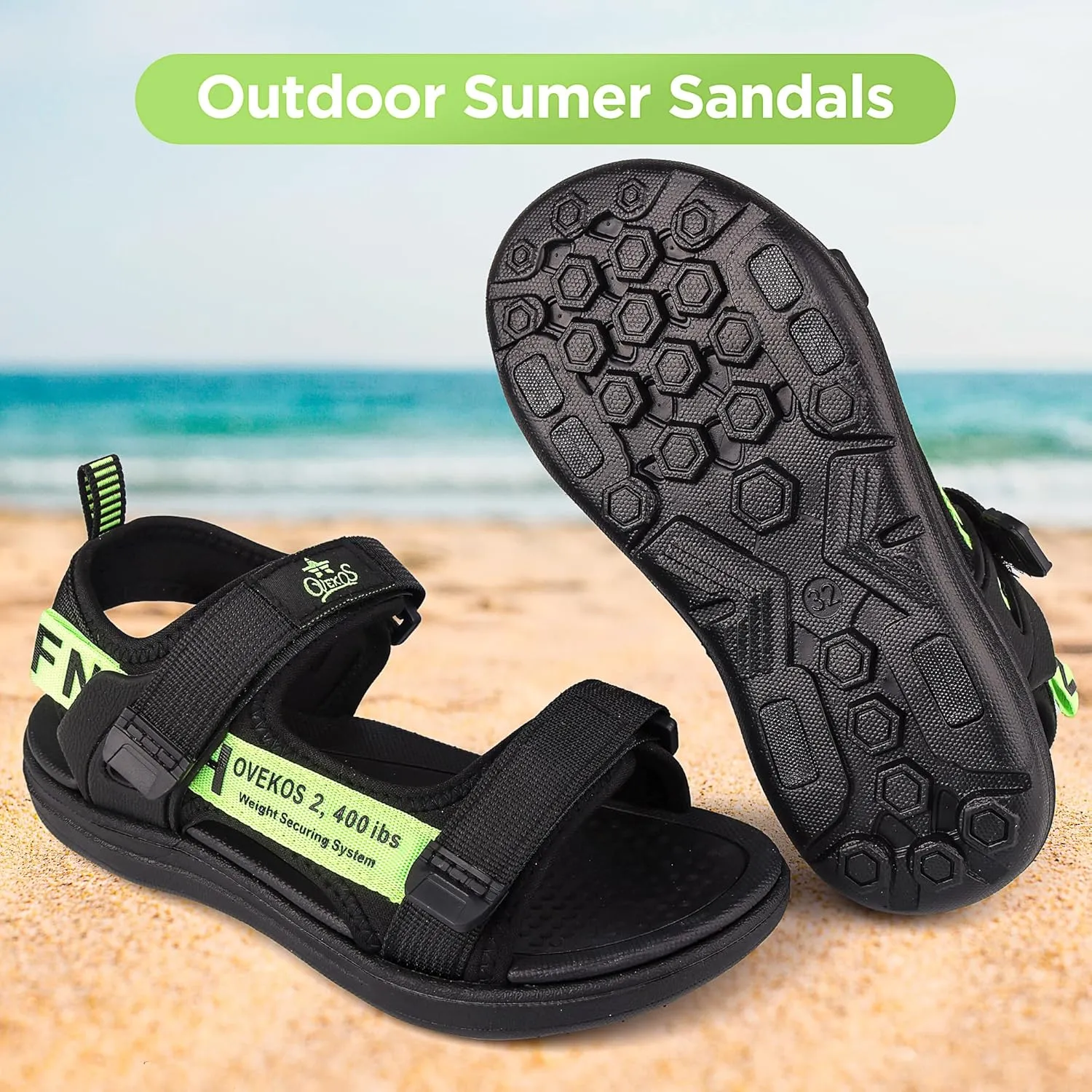 Boys Sandals Kids Summer Sports Hiking Sandals Adjustable Straps for Beach Outdoor Lightweight(Little Kid/Big Kid)