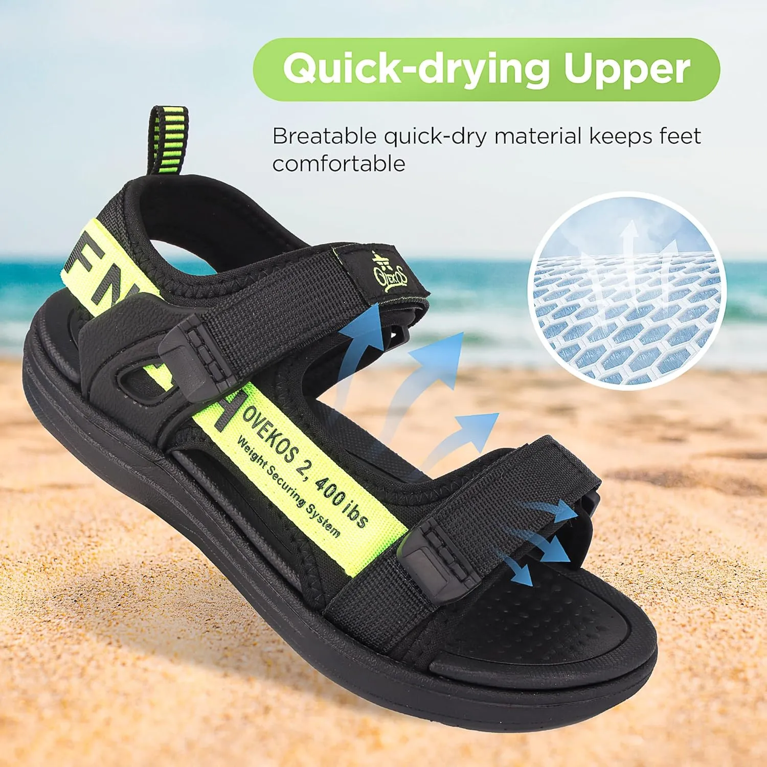 Boys Sandals Kids Summer Sports Hiking Sandals Adjustable Straps for Beach Outdoor Lightweight(Little Kid/Big Kid)