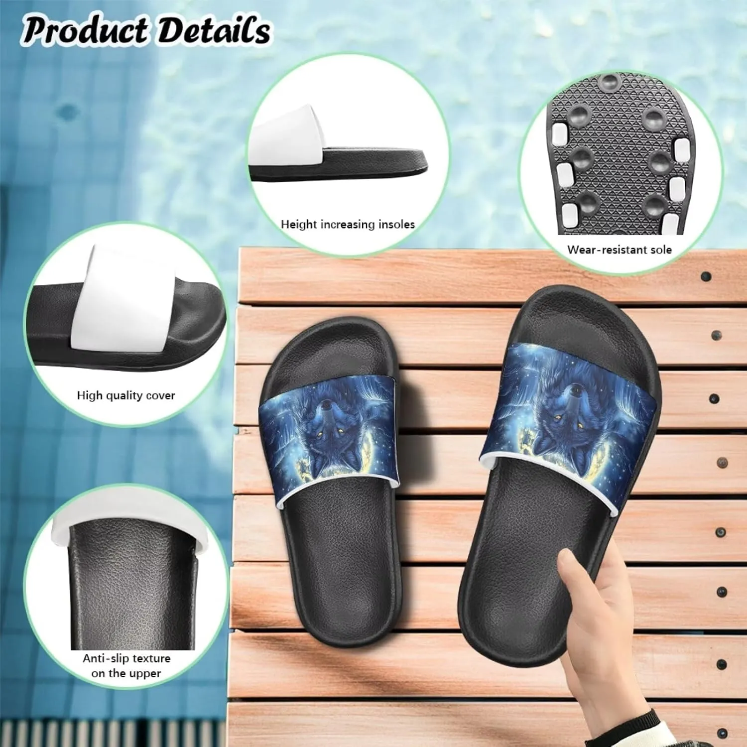 Boys Slip On Sandals Kids Slides Unisex Slides Boys Comfortable Slippers Non-slip Shower Shoes House Fashion Thick for Indoor & Outdoor Gifts