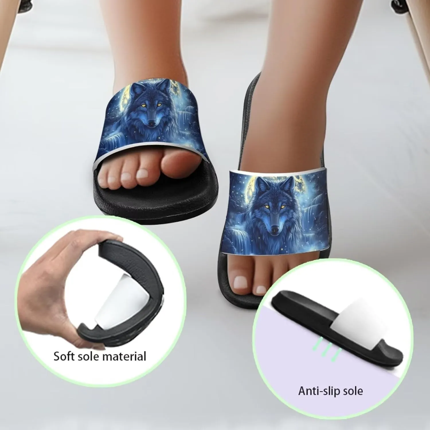 Boys Slip On Sandals Kids Slides Unisex Slides Boys Comfortable Slippers Non-slip Shower Shoes House Fashion Thick for Indoor & Outdoor Gifts
