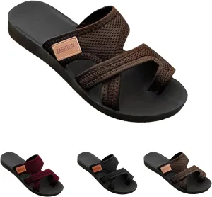 Breathable Mesh Slide Sandals for Women - 2024 New Sandals with Toe Loop Mesh Shoes, Open Toe Sandals for Women, Casual Sandals for Women, Womens Comfortable Walking Summer Slides