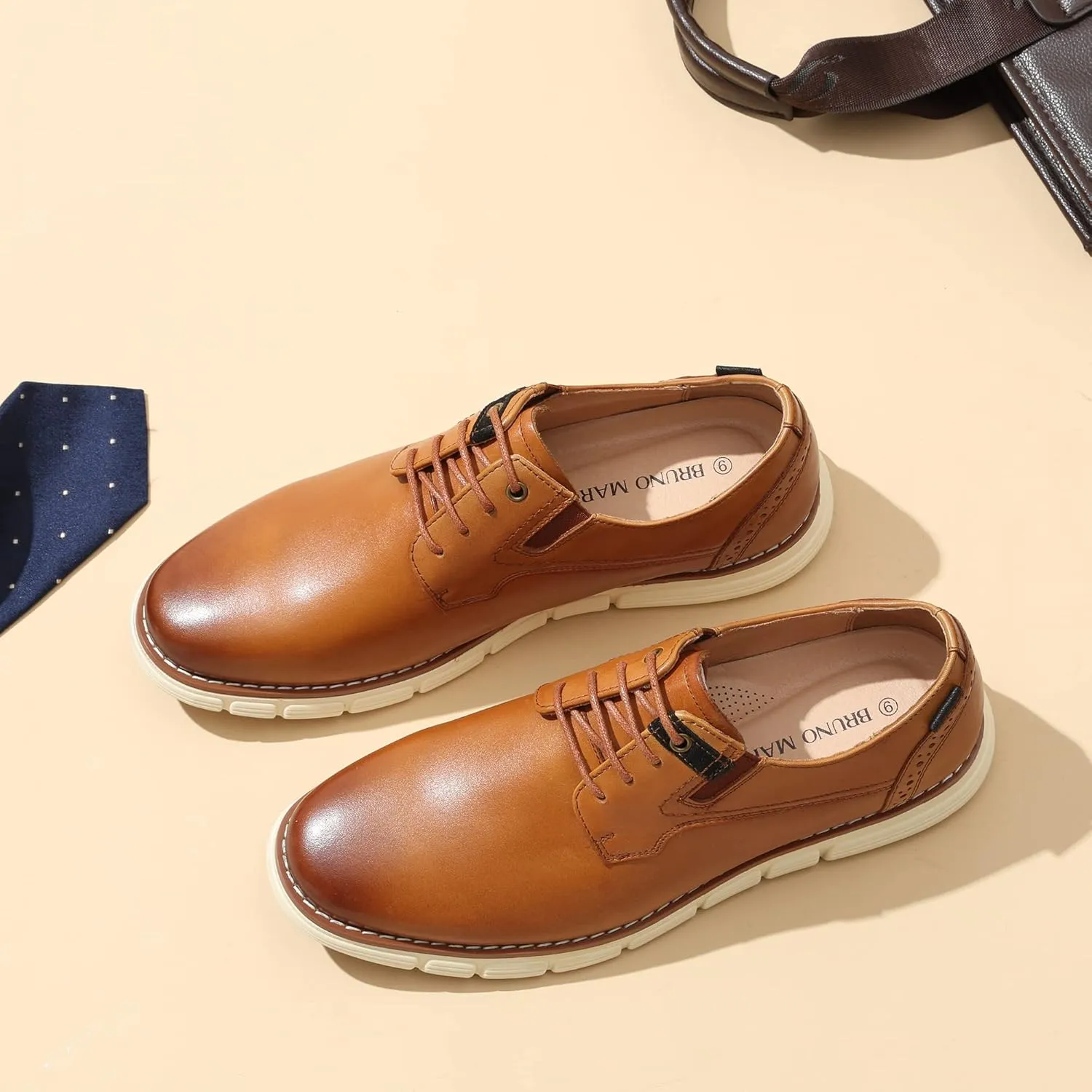Bruno Marc Men's Crossflex Oxford Dress Sneakers Casual Leather Dress Shoes