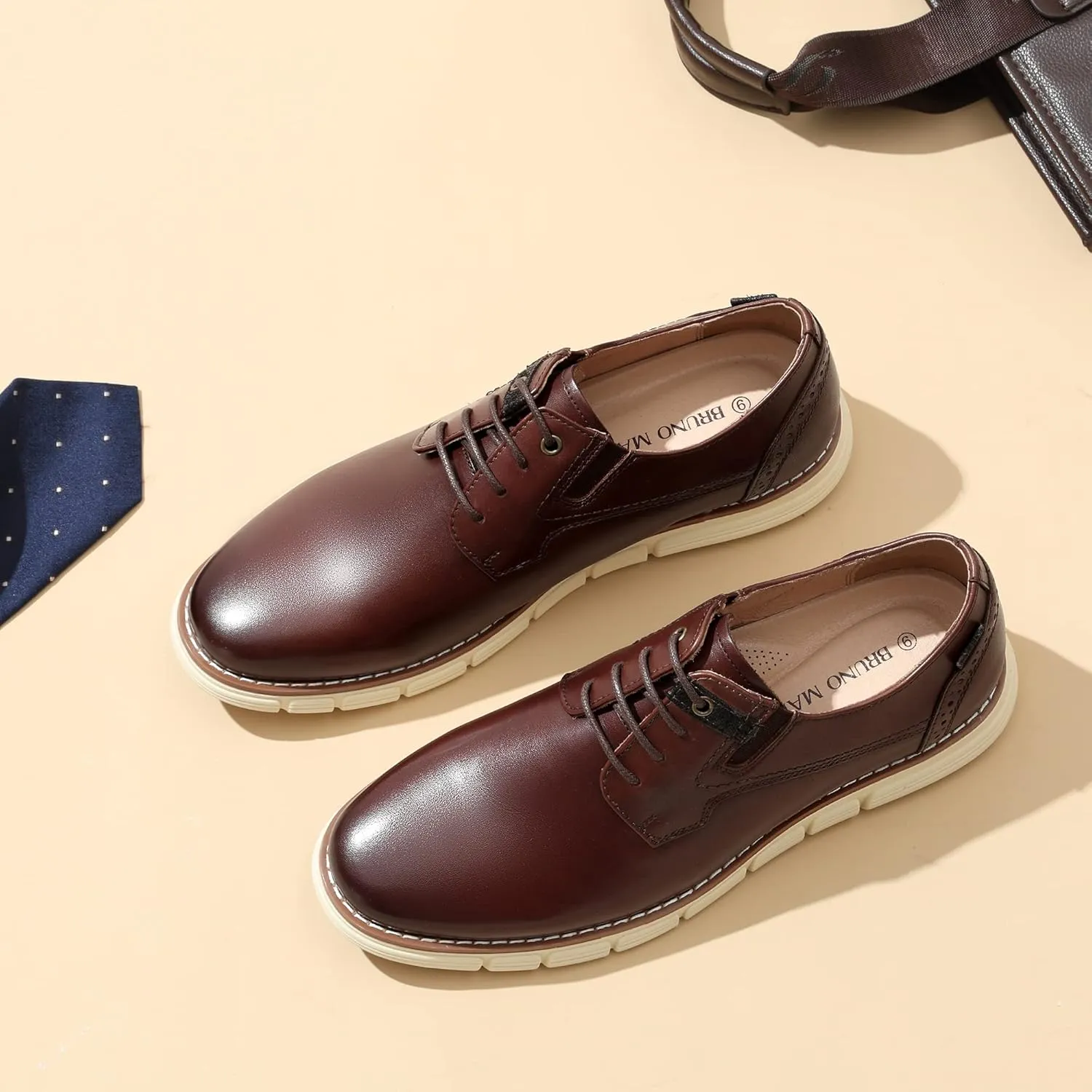 Bruno Marc Men's Crossflex Oxford Dress Sneakers Casual Leather Dress Shoes