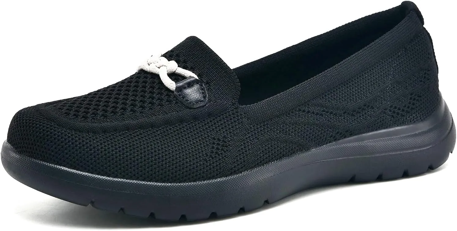 Buyrew Loafers for Women Comfort Slip On Walking Shoes Knit Dressy Comfortable Business Casual Work Flats