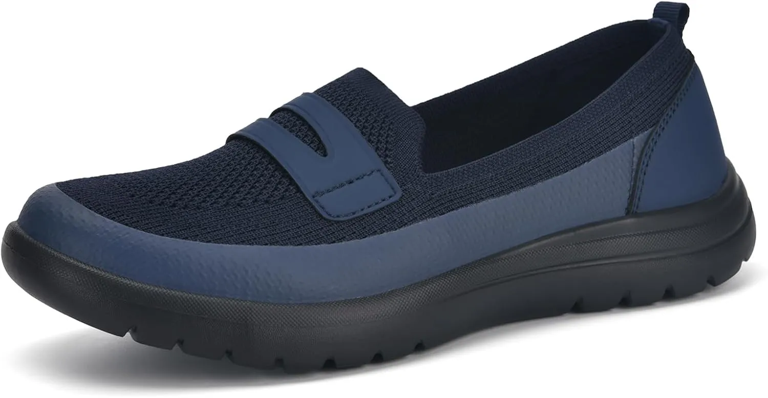 Buyrew Loafers for Women Comfort Slip On Walking Shoes Knit Dressy Comfortable Business Casual Work Flats