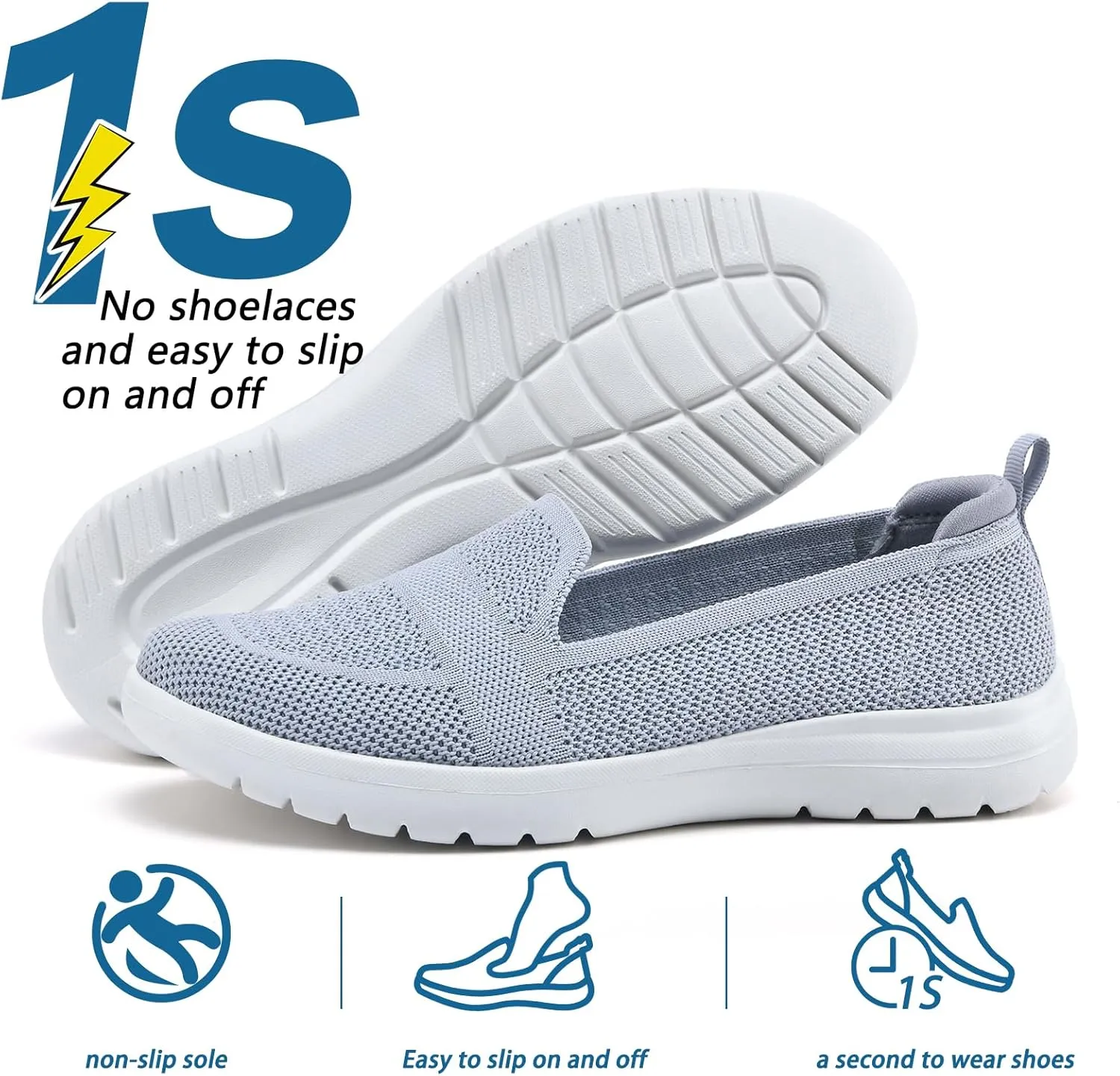 Buyrew Loafers for Women Comfort Slip On Walking Shoes Knit Dressy Comfortable Business Casual Work Flats